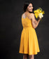 Mustard Overlap Neckline Mini Dress